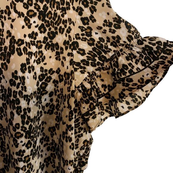 Lane Bryant Leopard Print Blouse Short Sleeve Brown Tan Plus Size 18 - Picture 3 of 8